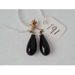 A pair of black onyx drop earrings 9ct