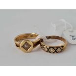 TWO MOURNING RINGS 18CT GOLD SIZES N AND K 6.2 GMS