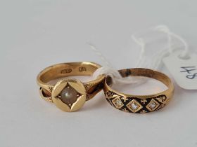 TWO MOURNING RINGS 18CT GOLD SIZES N AND K 6.2 GMS