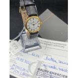 A ladies BAUME MERCIER gold quartz wrist watch 9ct