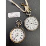 Two ladies silver fob watches