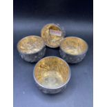 Set of 4 Victorian Salt with Gilt bowls. London 1895