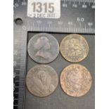 Four 18th Century half-penny tokens