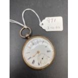 A gents silver pocket watch with seconds dial