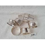 Group of eight various napkin rings, Birmingham 1939 etc., 177g