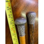 Two silver mounted walking canes