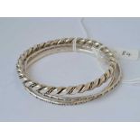 Three silver bangles 59 gms