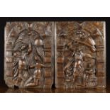 A Pair of Fine 16th Century Arcaded Oak Panels of rich colour and patination.