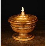 An Elegant 18th Century Turned Walnut Pedestal Bowl & Cover of fine colour & patination.