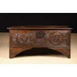 A Fabulous Early 17th Century Boarded Oak Coffer of rich colour & patination.