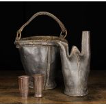 A Leather Fire Bucket, a Twin-spouted Flask and a Pair of Beakers.