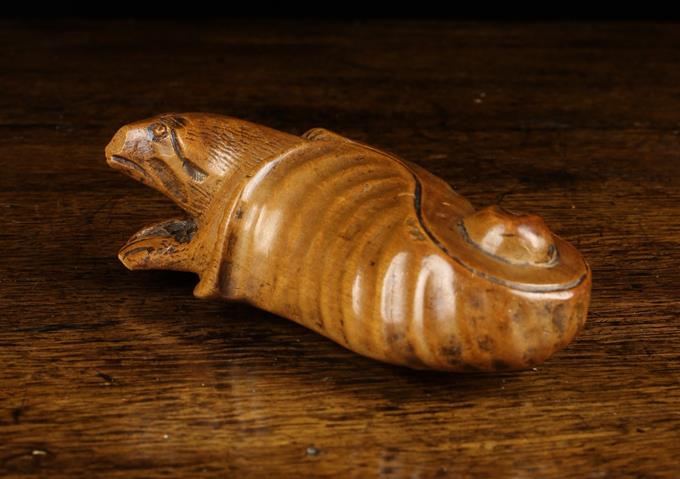 An Early 19th Century Carved Maple Seal Hunter's or Shipowner's Snuff Box, - Image 2 of 3