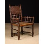 A Fine & Unusual 18th Century Westphalean Turner's Chair with basket-weave seat and intricate
