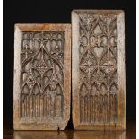 Two Fine 16th Century French Oak Panels of rich colour & patination.