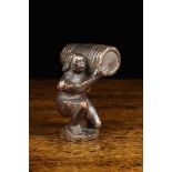 An Unusual Late 18th Century French Carved Treen Snuff Box naively carved in the form of a naked