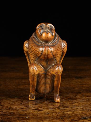 An 18th Century Carved Boxwood Scatological Snuff Box with dispenser. - Image 2 of 6