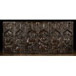 A Set of Three Fabulous Medieval Arcaded Oak Panels, 13th/14th Century.