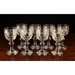 A Set of Eight Fine Quality Etched Glass Goblets.