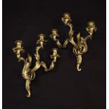 A Pair of Louis XV Style Gilt Metal Wall Sconces.