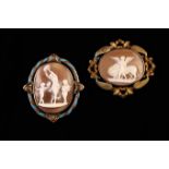 Two Victorian Cameo Brooches.