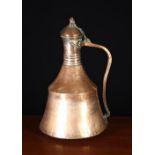 A Tall Vintage Hand-made Turkish Copper Ewer.