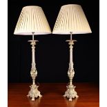 A Pair of Ornamental Cast Brass Side Lamps.