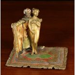 A Franz Bergman Austrian Cold Painted Bronze Mechanical Novelty Figure Group modelled as a naked