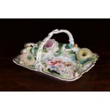 A Victorian Hard Paste Porcelain Basket hand-painted with a floral bouquet to the centre and