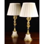 A Pair of Decorative Gilt Bronze Figural Side Lamps.