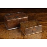 Two Small 18th Century Boarded Oak Boxes of rectangular form.