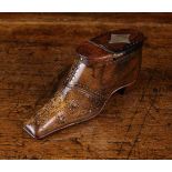 A Delightful 19th Century Treen Snuff Box in the form of a shoe,