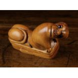 A Rare Late 18th/Early 19th Century French Carved Boxwood Snuffbox,