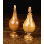 A Near Pair of 19th Century Turned Boxwood Glove Powderers or Sprinkle Flasks.