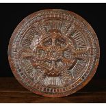 A Fine 18th Century Chip Carved Oak Roundel centred by a rosette,