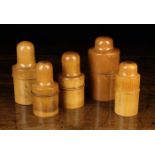 A Group of Five 19th Century Turned Boxwood Medicinal Bottle Cases;