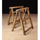 A Pair of Late 18th/Early 19th Century Rustic Pine Folding A-frame Trestles, 29" (74 cm) high,
