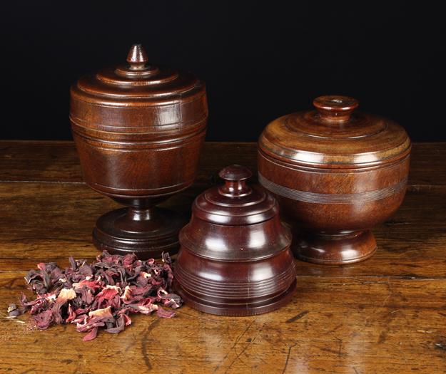 A Group of Three 19th Century Turned Treen Lidded Jars with Covers. - Image 2 of 2