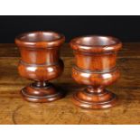 A Pair of 19th Century Turned Fruitwood Goblets, 4½" (11.5 cm) high.