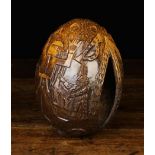 An Unusual 20th Century Carved Coconut Shell Basket.
