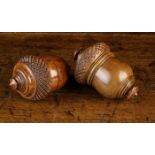 Two Fine 19th Century Turned Treen Nutmeg Cases complete with graters,
