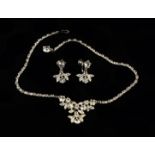 A Pretty Vintage Bogoff Rhinestone Necklace with Matching Drop Earrings.