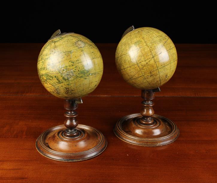 A Pair of 19th Century 5 inch (13 cm) Malby's Globes; Terrestial & Celestial,