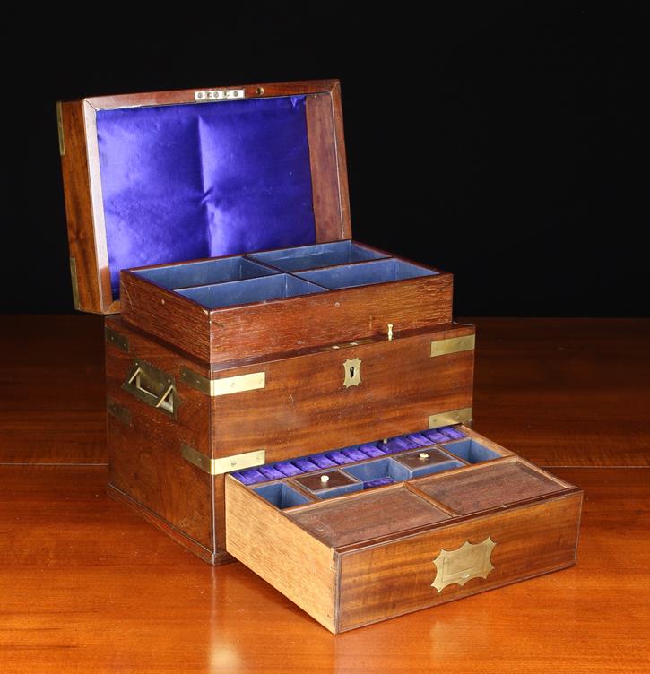 A Fine Mahogany Fitted Travelling Jewellery Box of rectangular form.