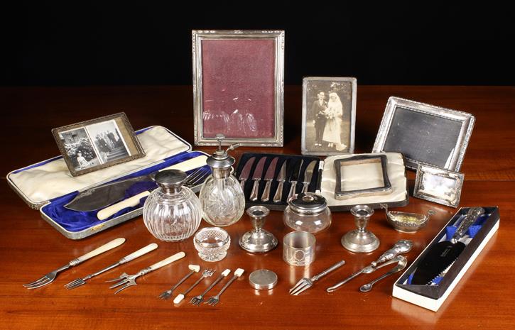 A Small Group of Miscellaneous Silver & plate etc to include; three silver photograph frames;