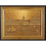 A Rare 19th Century Straw-work Picture of The Royal Hospital for Seamen at Greenwich,