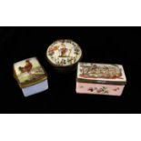 Three Delightful Antique Enamel Patch/Trinket Boxes: An 18th century Bilston enamel box of