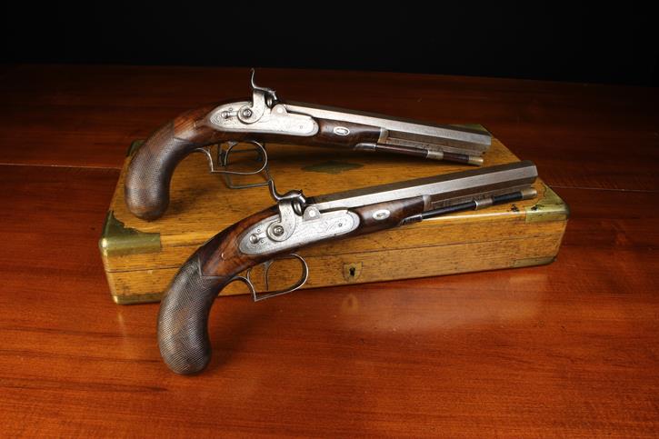 A Pair of Fine Quality Cased 40 Bore Percussion Duelling Pistols by Forsyth of London, Circa 1825.