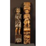 Two 17th Century Terms: One carved with the figure of a musician holding a French flageolet stood