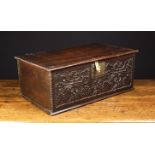 A Fine 17th Century Boarded Oak Desk Box enriched with carving.