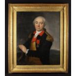 An 18th Century Oil on Canvas: Half Length Portrait of a Gentleman in Miliatary attire,